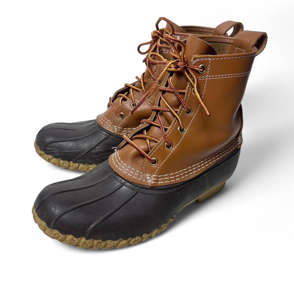 L.L. Bean Maine Duck Boot Brown Leather Boat Shoe USA made US Mens 8
